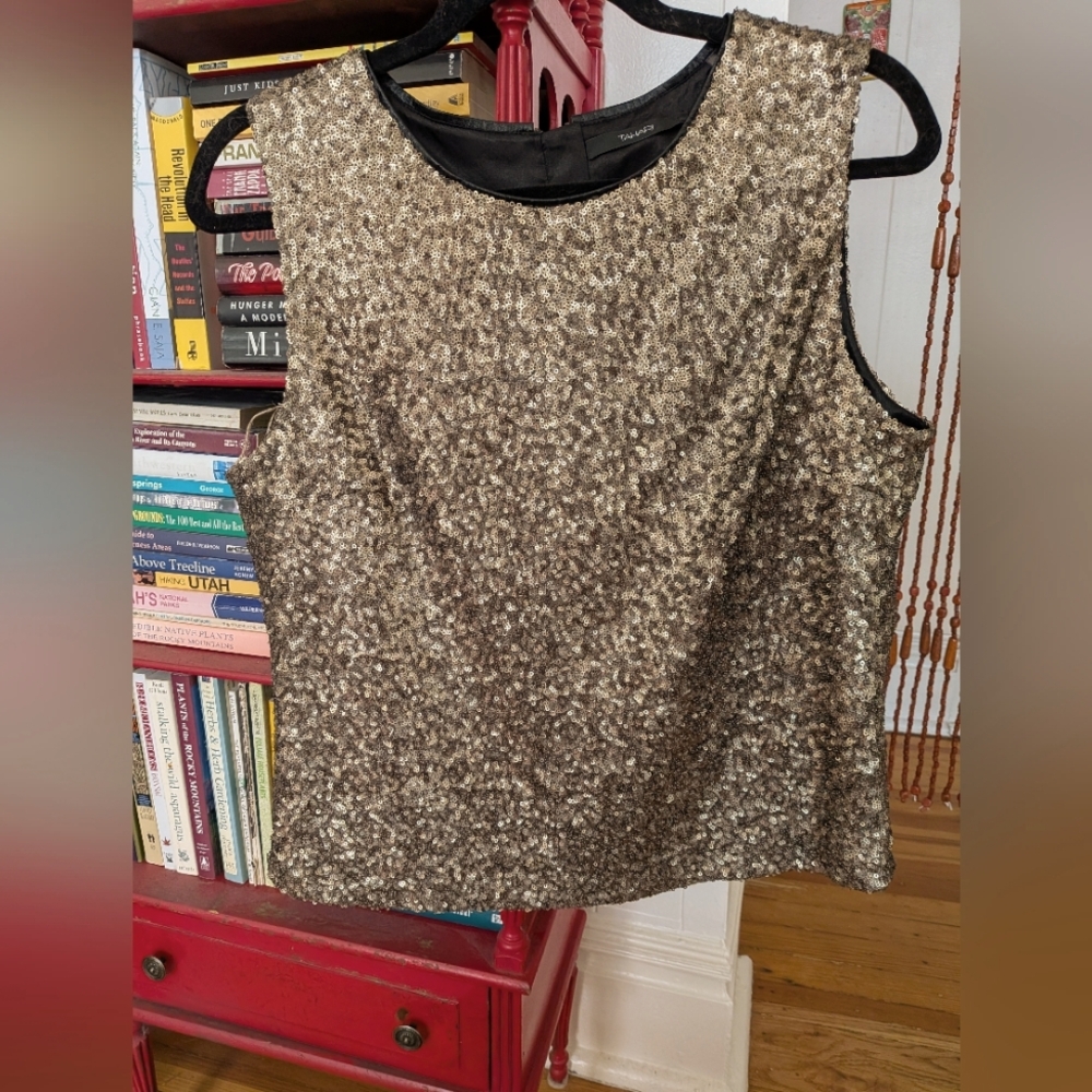 Tahari Gold Sequin Tank